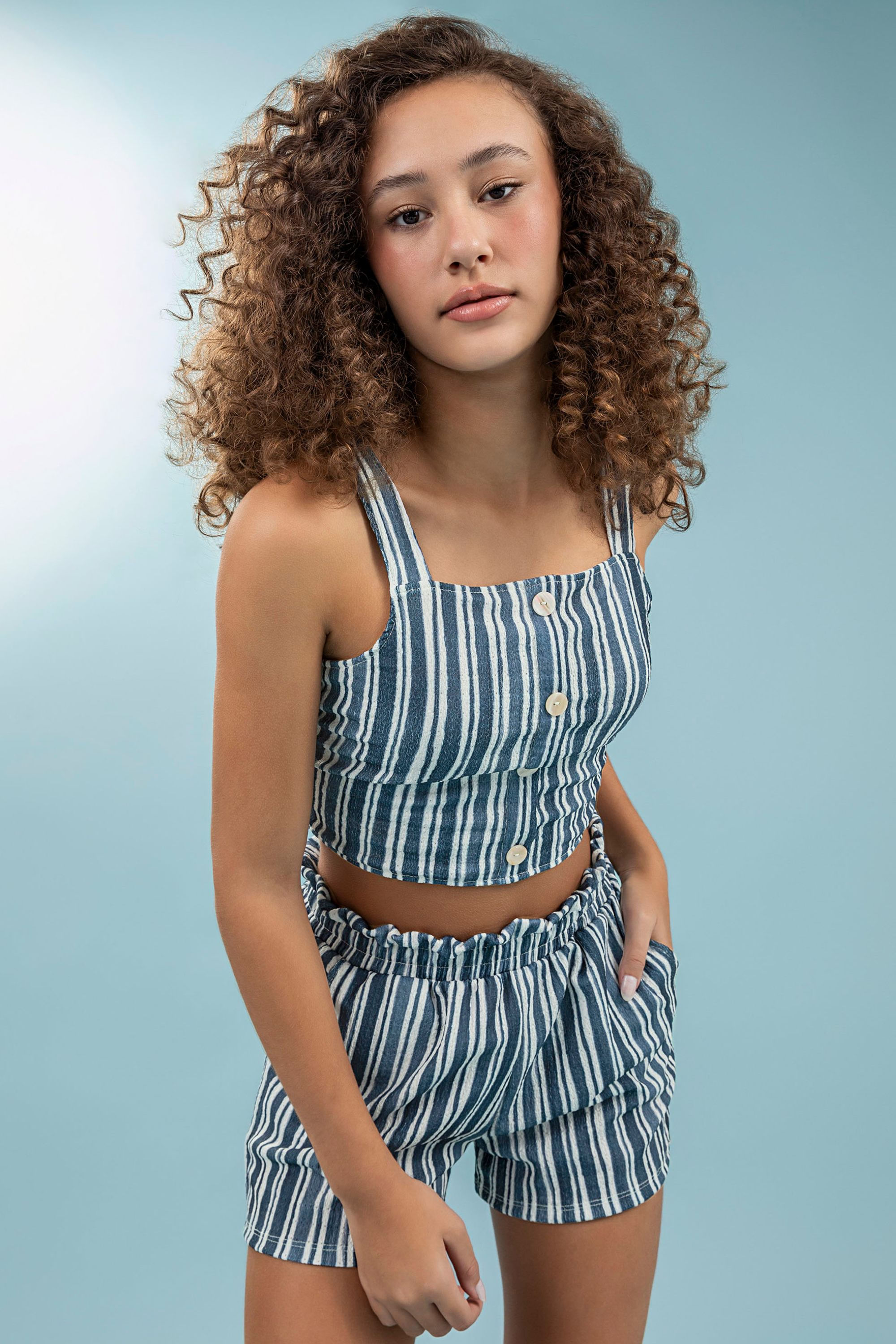 Conjunto Juvenil Menina Beats Azul
