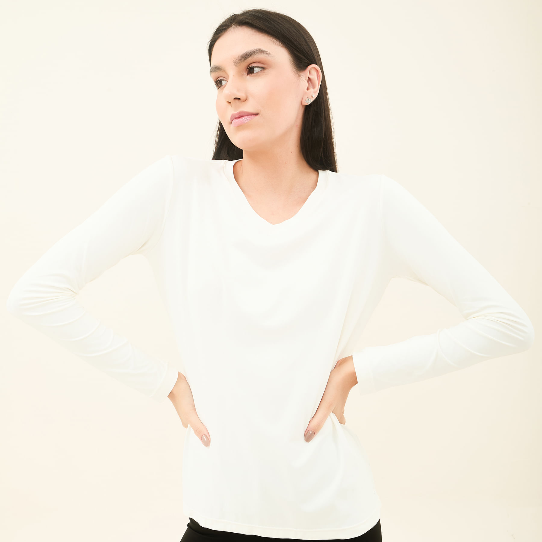 Camisa UV Feminina Com Proteção Solar Sport Fit Off White