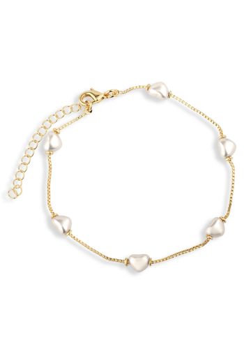 Pulseira Semijoia Pérolas Formato Coração U / Dourado