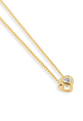 Conjunto Semijoia Colar E Brinco Coração Com Zircônia U / Dourado