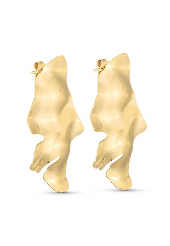 Brinco Semijoia Orgânico Folhas Assimétricas U / Dourado