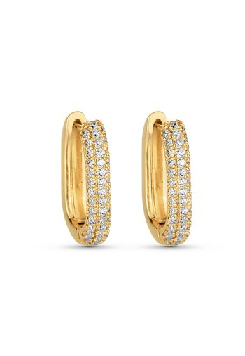 Brinco Semijoia de Argola Oval com  Zircônias Cristal U / UNICA