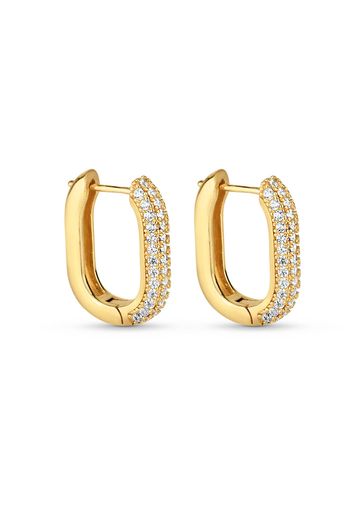 Brinco Semijoia de Argola Oval com  Zircônias Cristal U / UNICA