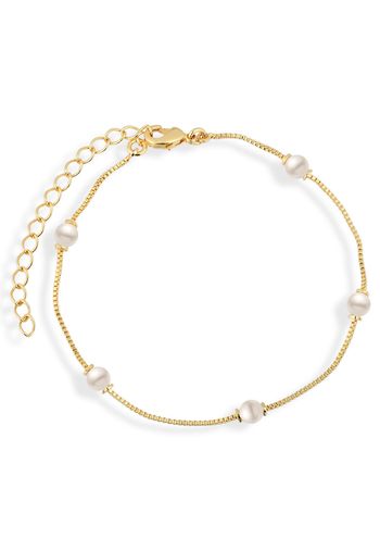 Pulseira Semijoia Corrente Veneziana E Pérolas U / Dourado