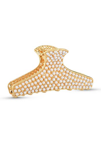 Prendedor De Cabelo Piranha Com Pérolas Aplicados U / Dourado