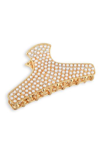 Prendedor De Cabelo Piranha Com Pérolas Aplicados U / Dourado