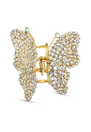 Prendedor De Cabelo Piranha Borboleta Com Strass Aplicados U / Dourado