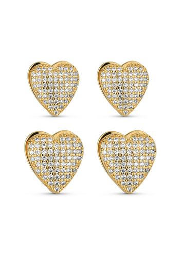 Dupla de Brincos Semijoia Coração com Zircônias  (9-12mm) U / Dourado
