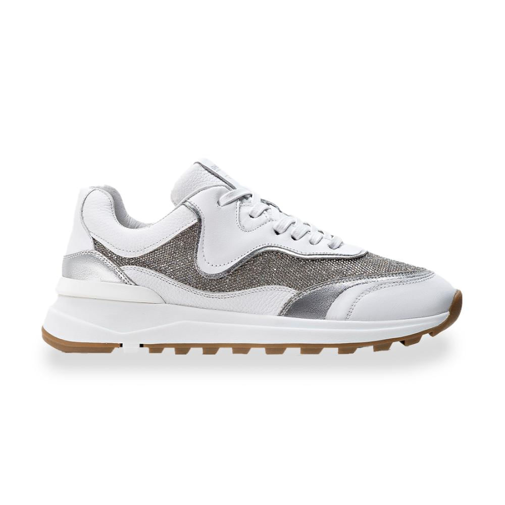 Tênis Feminino Couro Shelter Branco Brilho Confortável