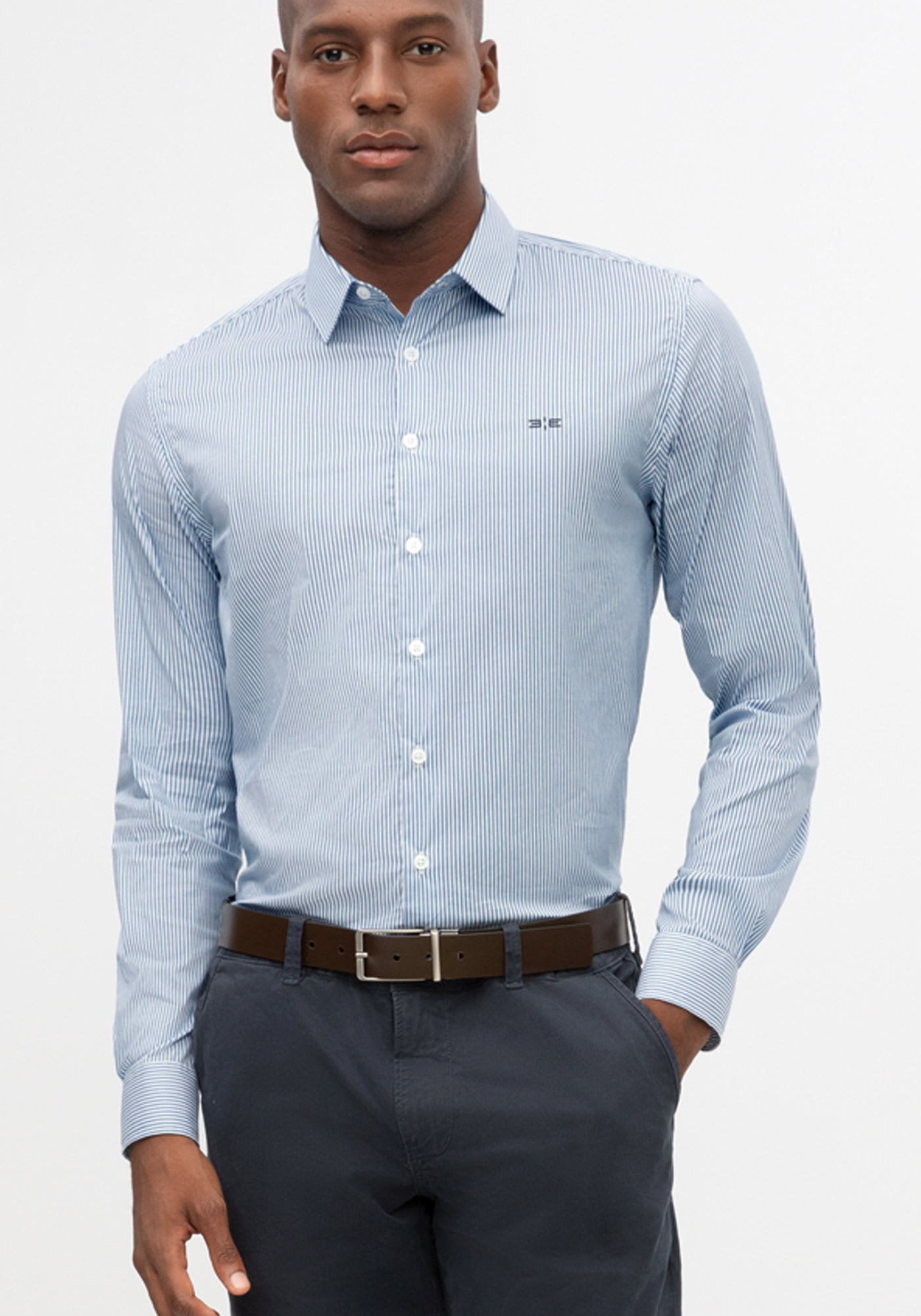 Camisa Masculina Slim Fit em Malha Poliamida