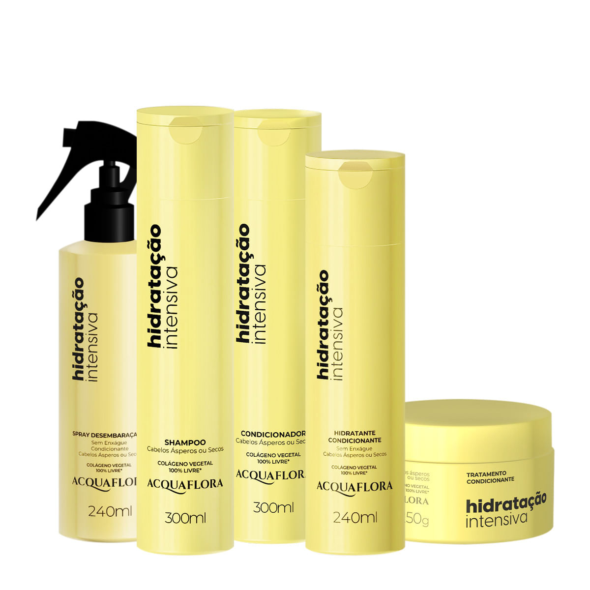 Acquaflora Hidratação Intensiva Shampoo+Cond 300ml+Masc 250ml+Hidrat. s/ Enxague+Spray s/ Enxague 240ml