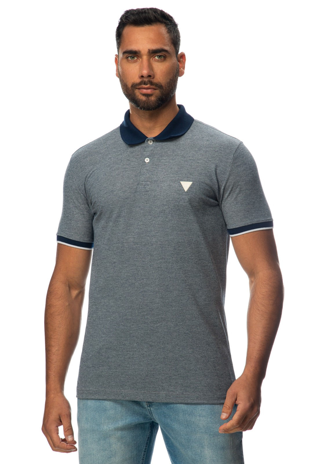 Camisa Polo Mescla Guess Azul Escuro