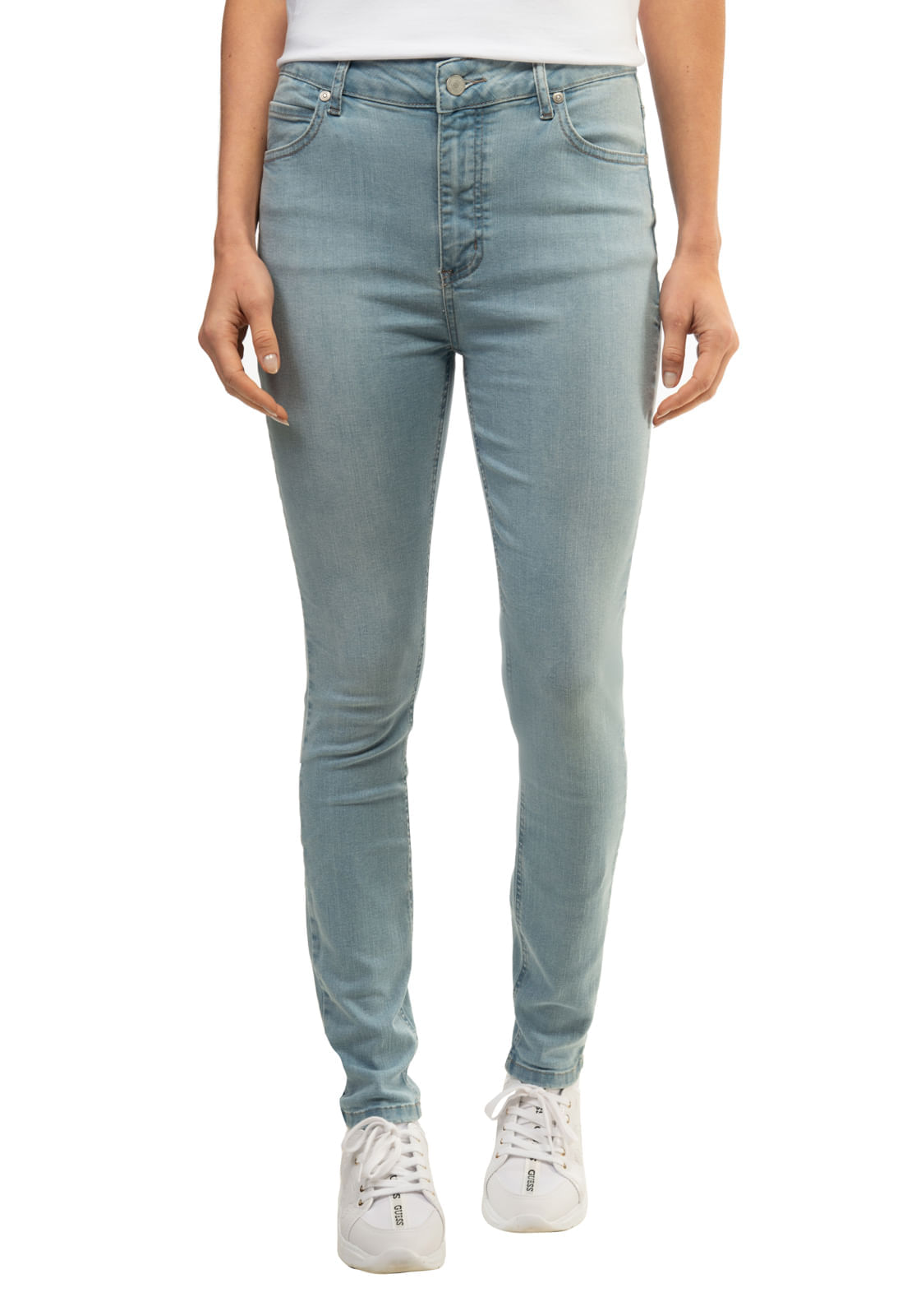 Calça Jeans Skinny Cintura Alta Guess Azul Claro
