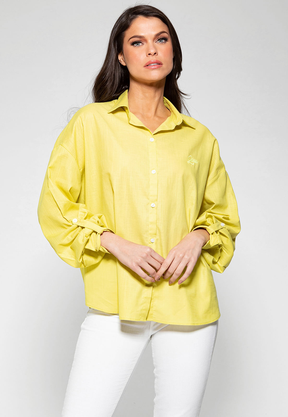 Camisa Feminina Bia M/l Guess Verde Claro