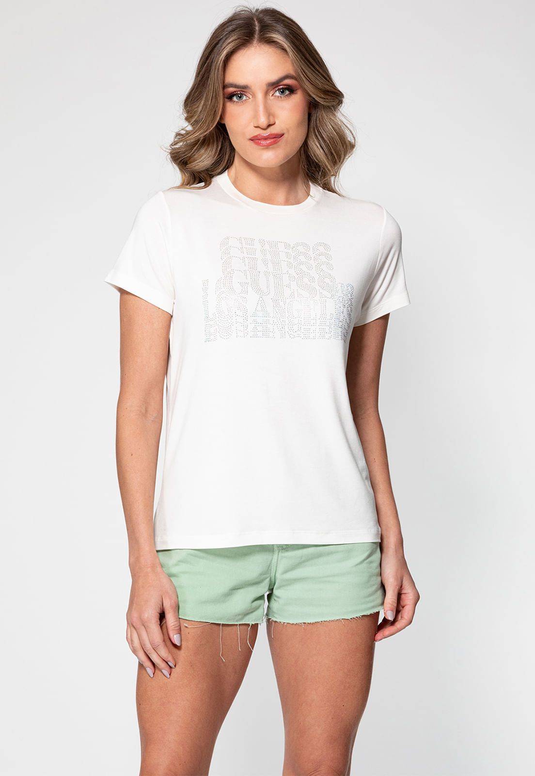 Camiseta Logo Cascata Hotfix Guess Off White
