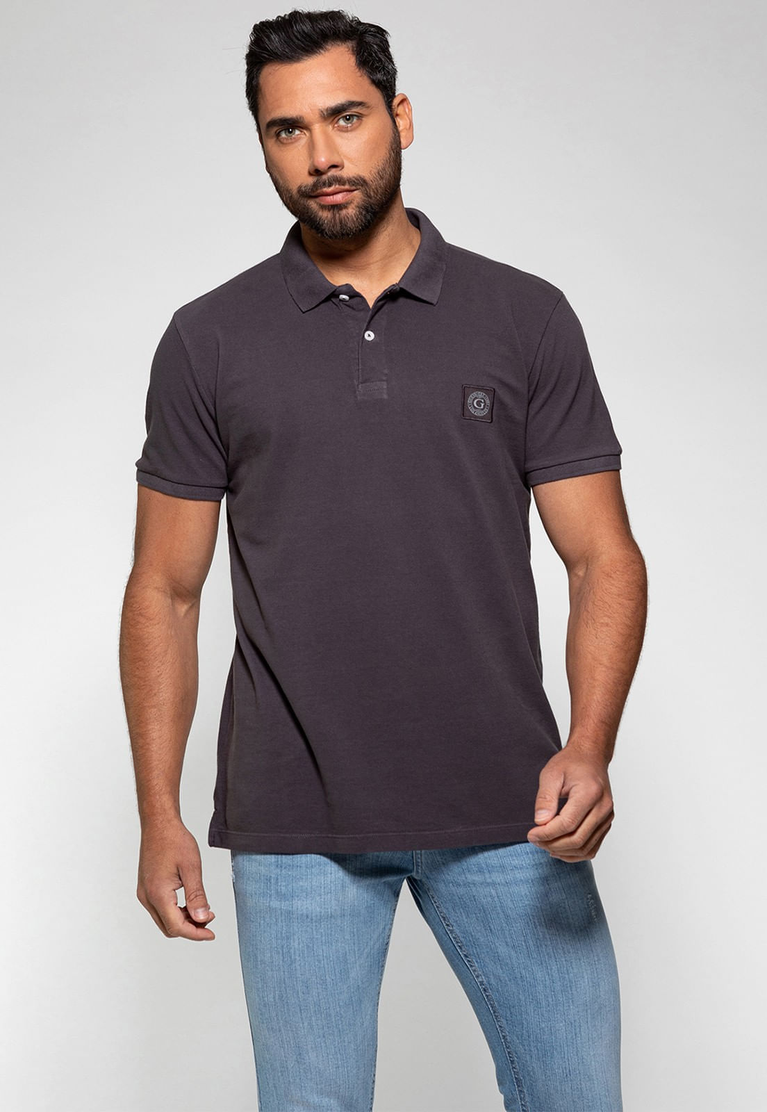 Camisa Polo Guess Patch Peq Guess Grafite