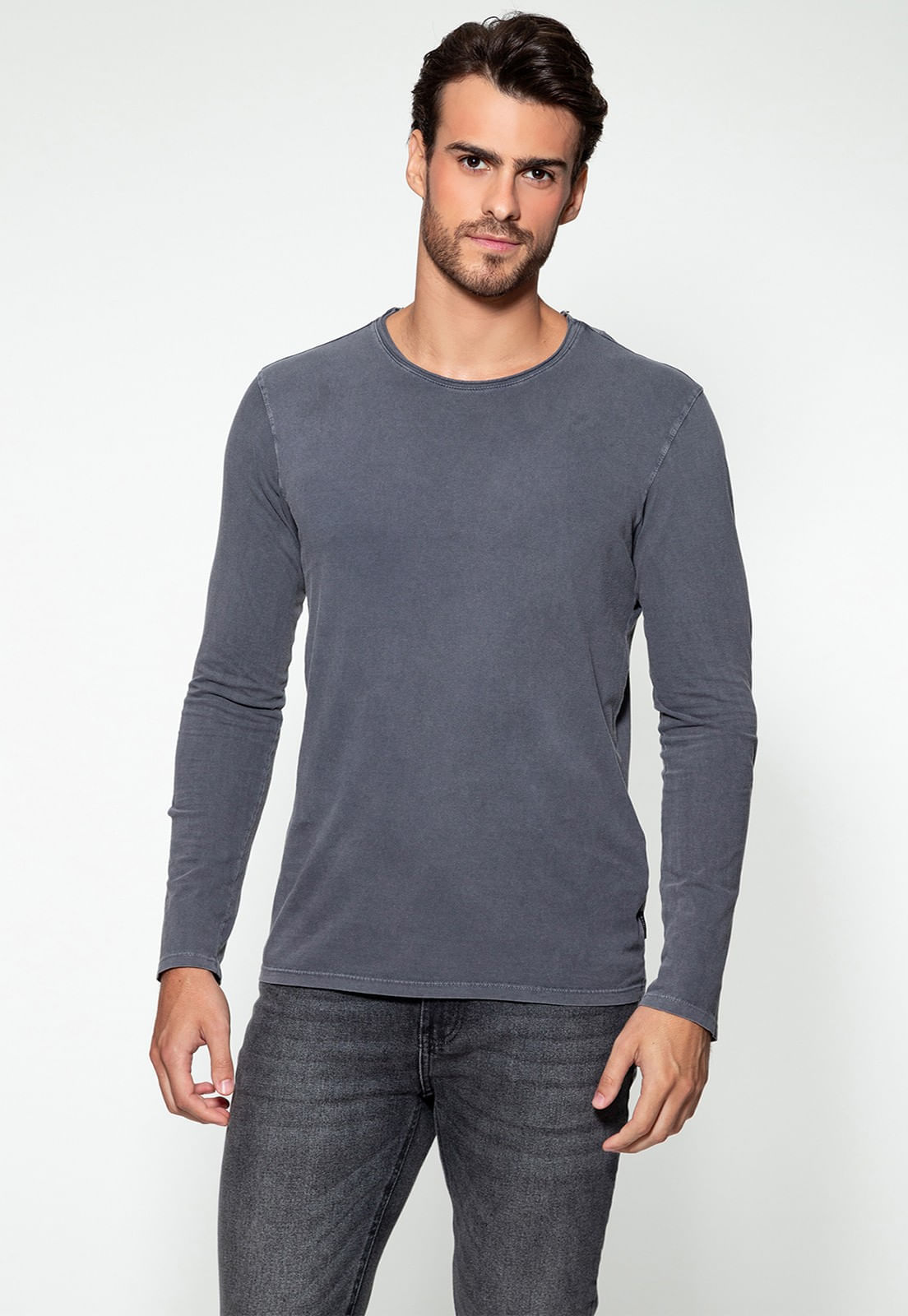 Camiseta Manga Longa Guess Grafite