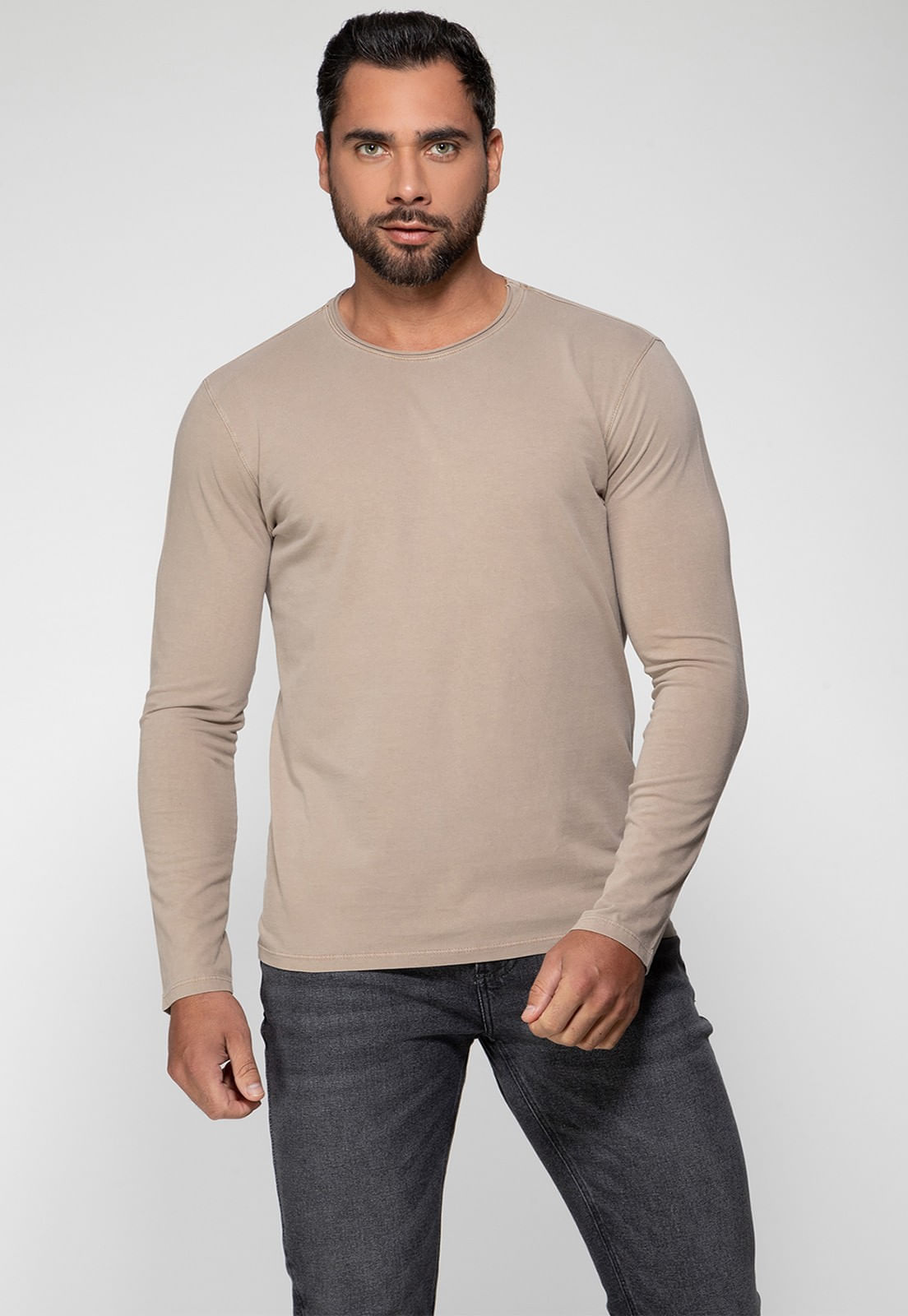 Camiseta Manga Longa Guess Bege