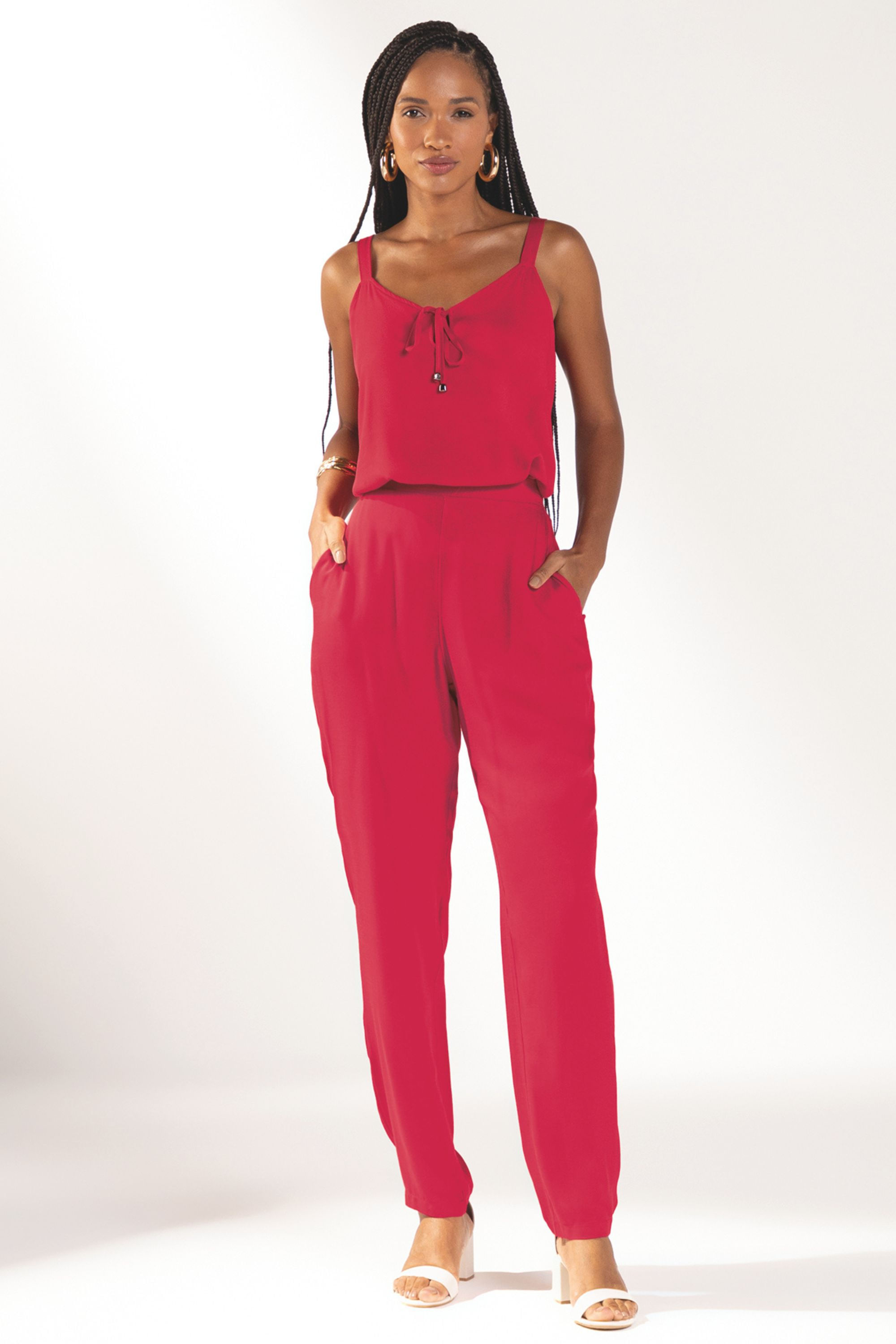Conjunto Feminino Com Calça E Regata Marialícia Vermelho