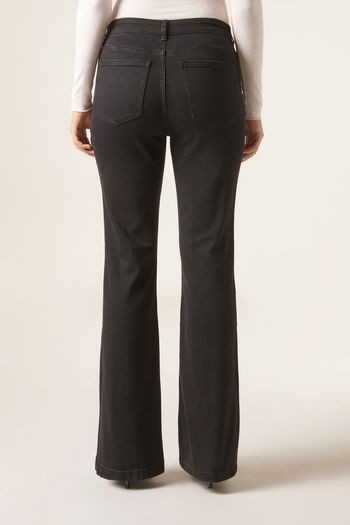 Calça Jeans Flare Com Costura Central - Preto P / Preto
