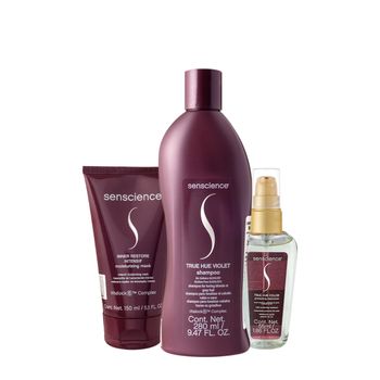 Senscience True Hue Violet Shampoo Máscara Intensif e Óleo (3 produtos)