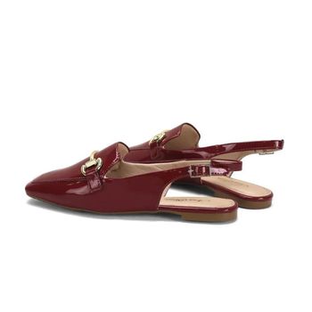 Mocassim Slingback Verniz Vinho Estilo Único Ana Mello 35