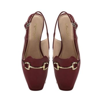 Mocassim Slingback Verniz Vinho Estilo Único Ana Mello 35