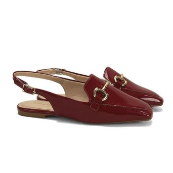 Mocassim Slingback Verniz Vinho Estilo Único Ana Mello 35