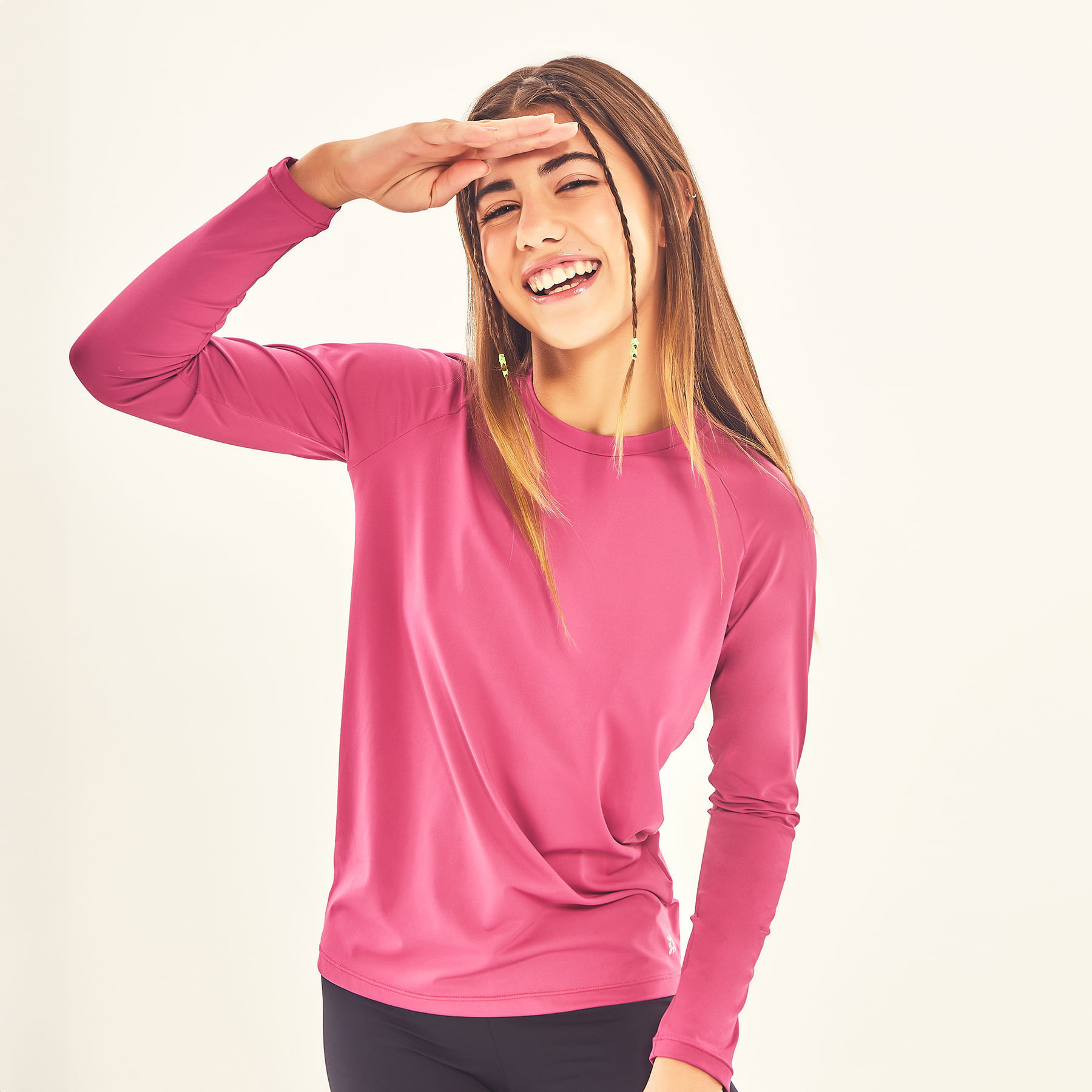 Camisa UV Infantil Com Proteção Solar Uvpro Fúcsia