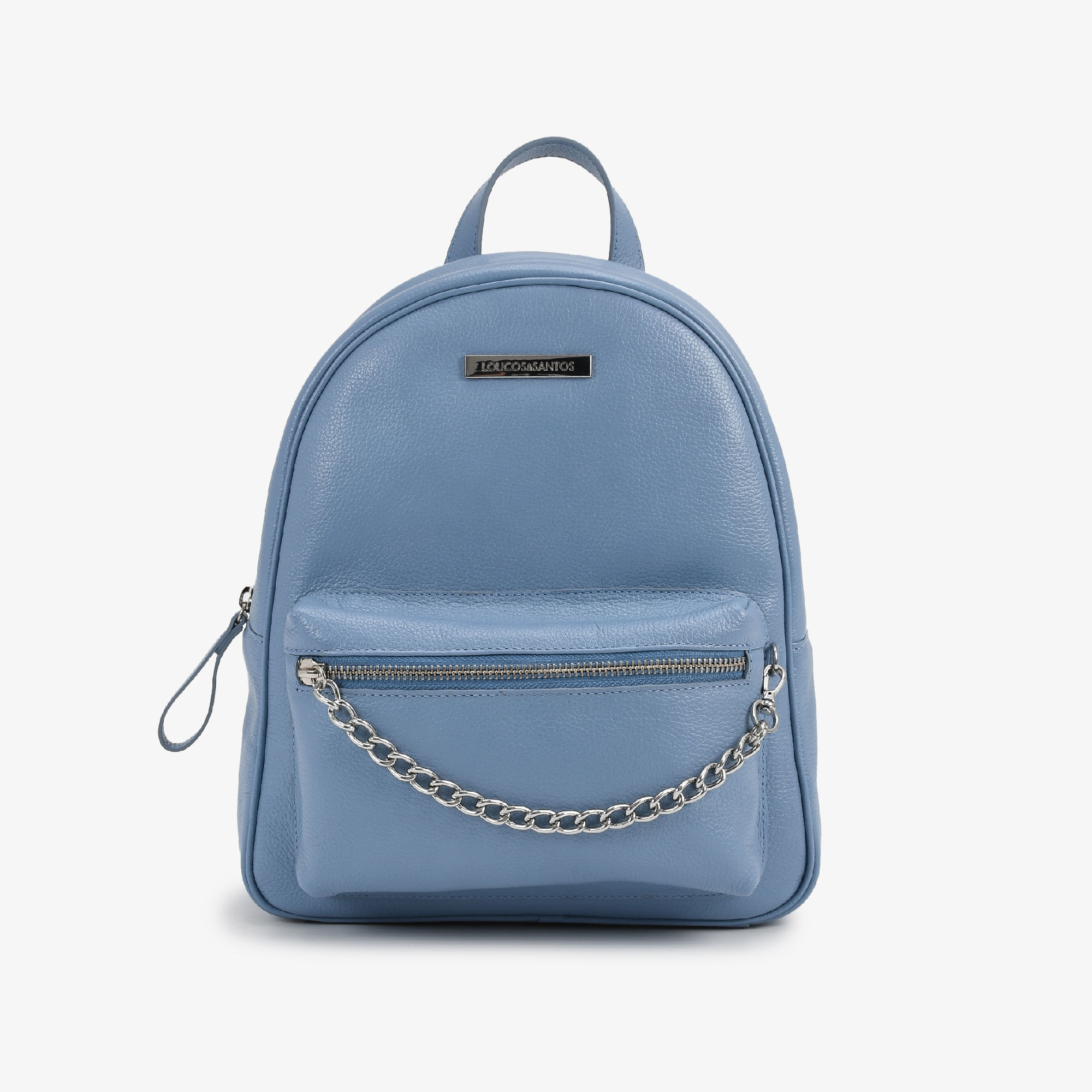 Mochila Azul Jeans Maré Gorgorão  Couro