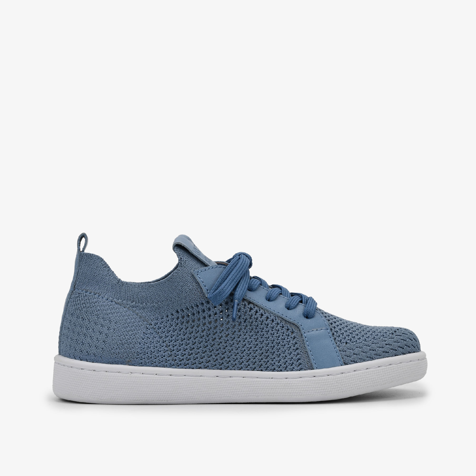 Tênis Azul Jeans Solado Branco Knit