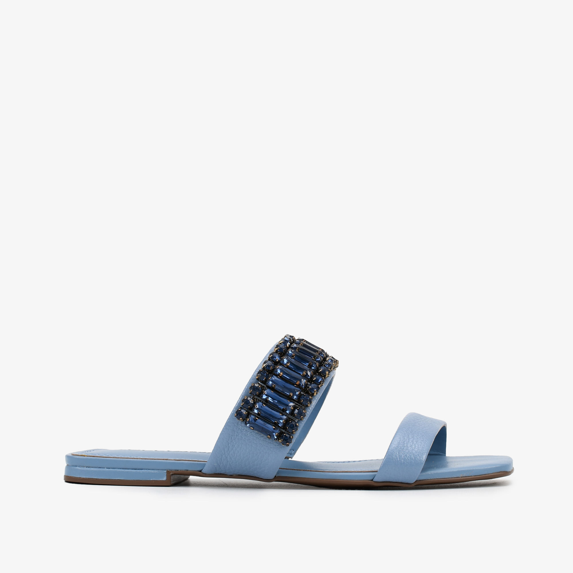 Slide Azul Marinho Couro