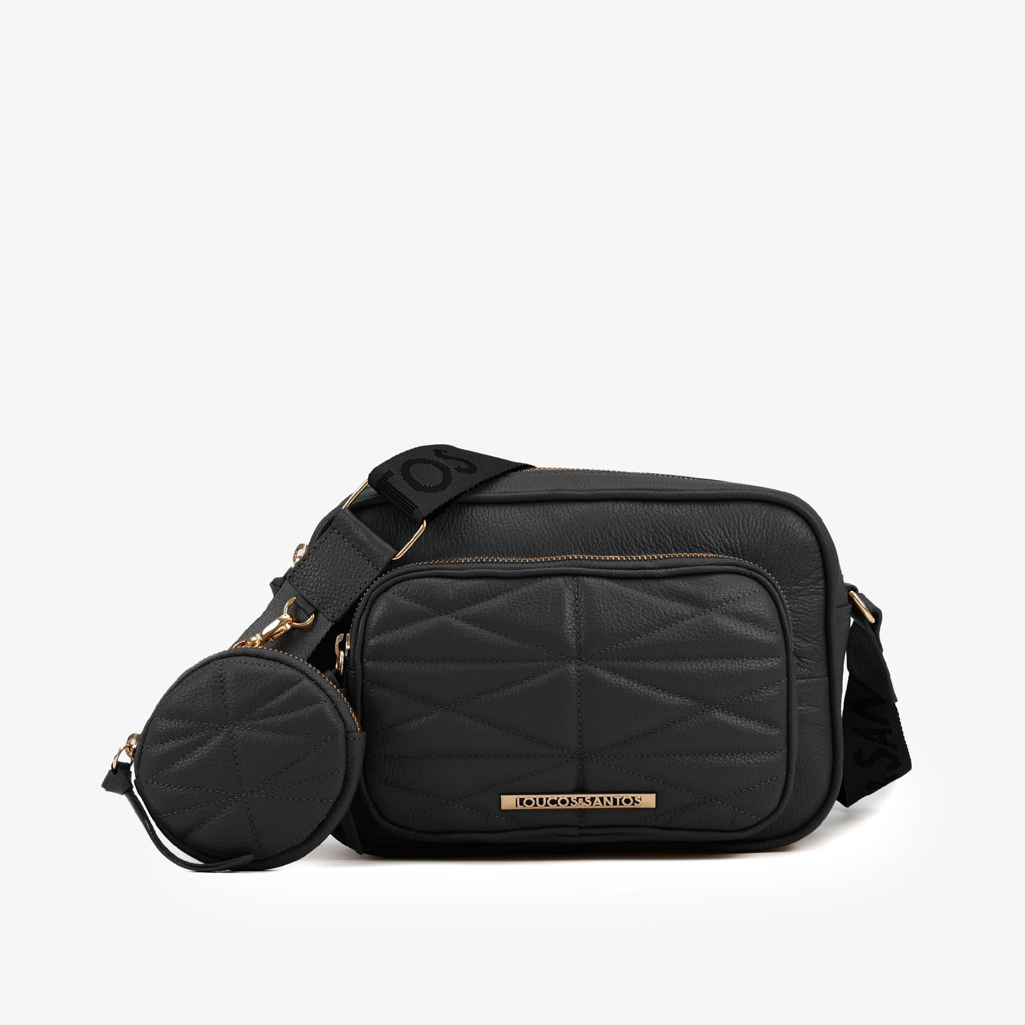 Bolsa Transversal Preto Bag Charm Couro