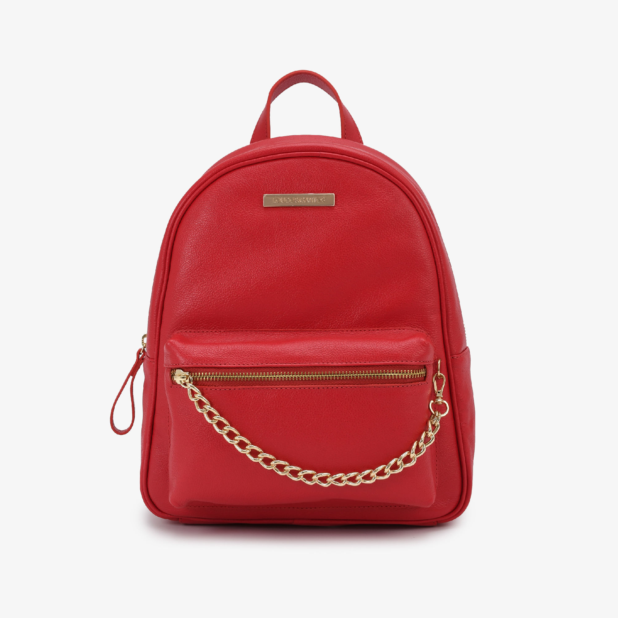 Mochila Vermelho Gorgorão Couro