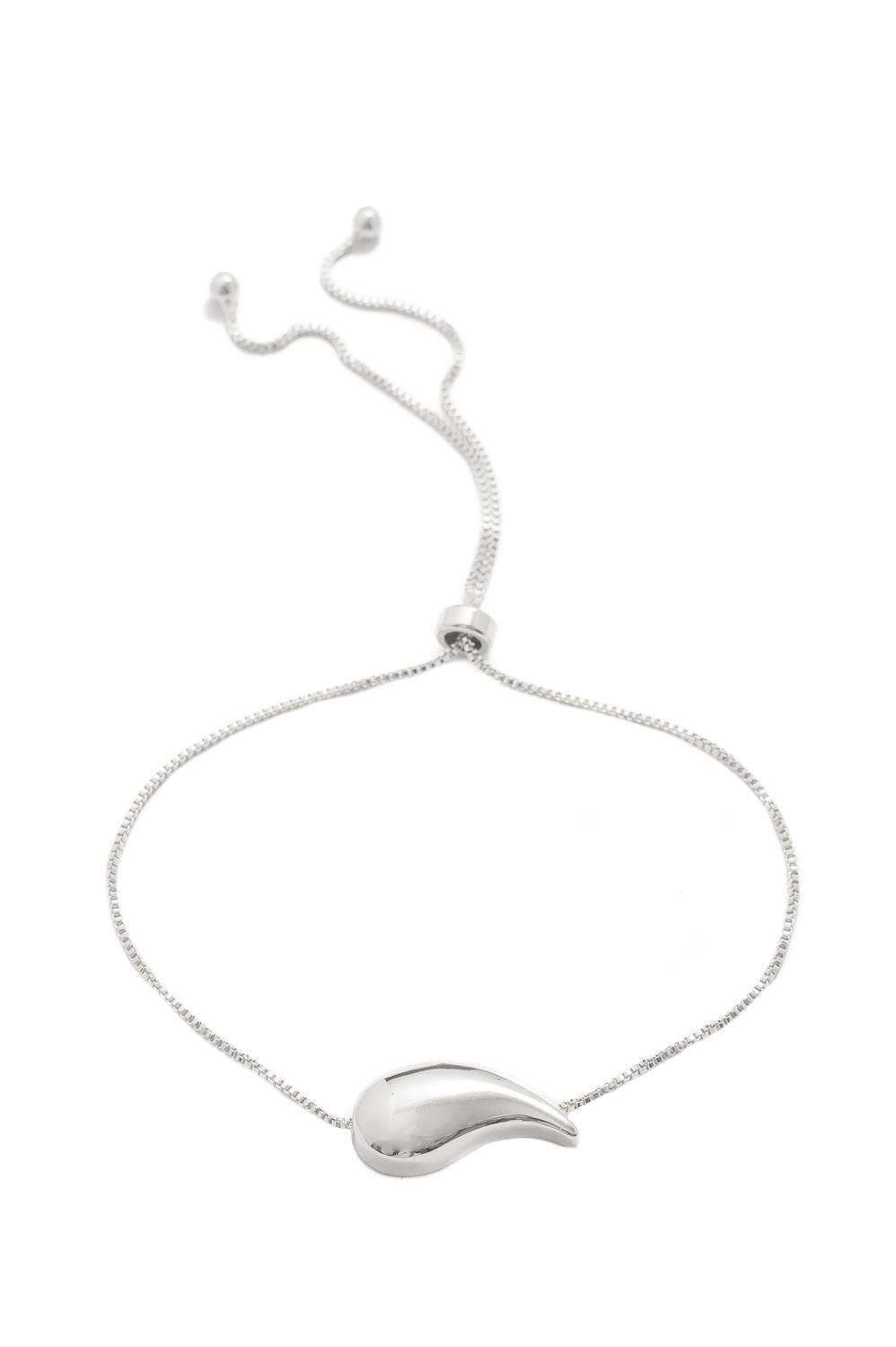 Pulseira M Gota com Banho em Ródio Branco