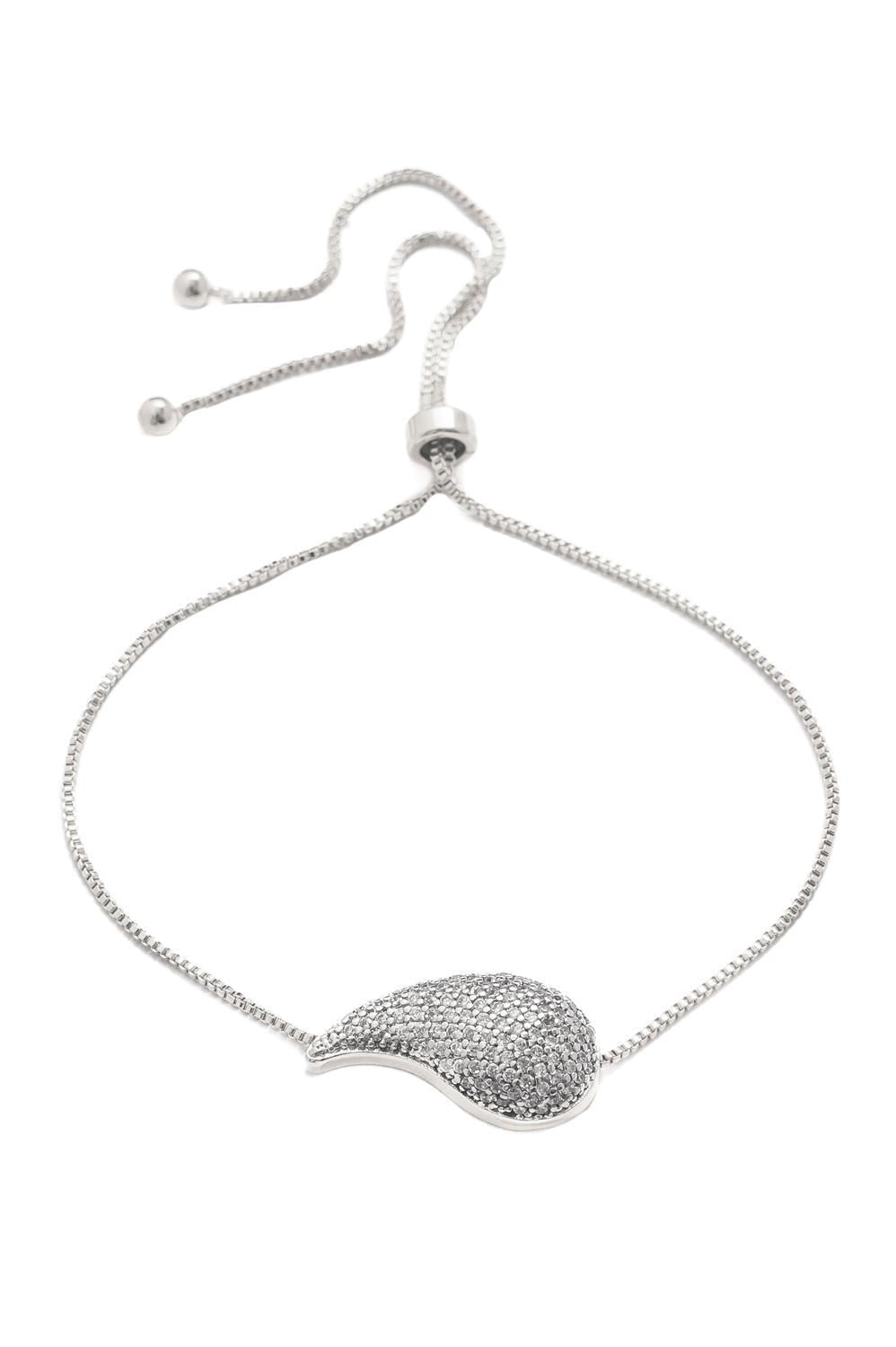Pulseira Gota Cravejada com Banho em Ródio Branco
