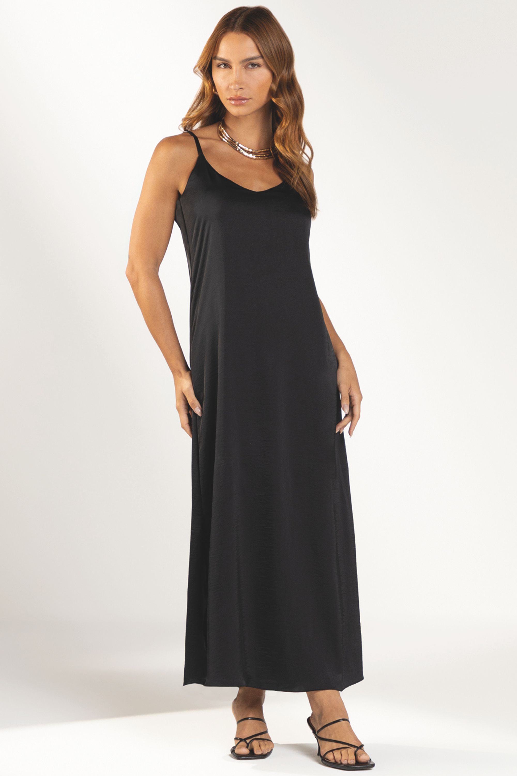 Vestido Feminino Slip Dress Marialícia Preto