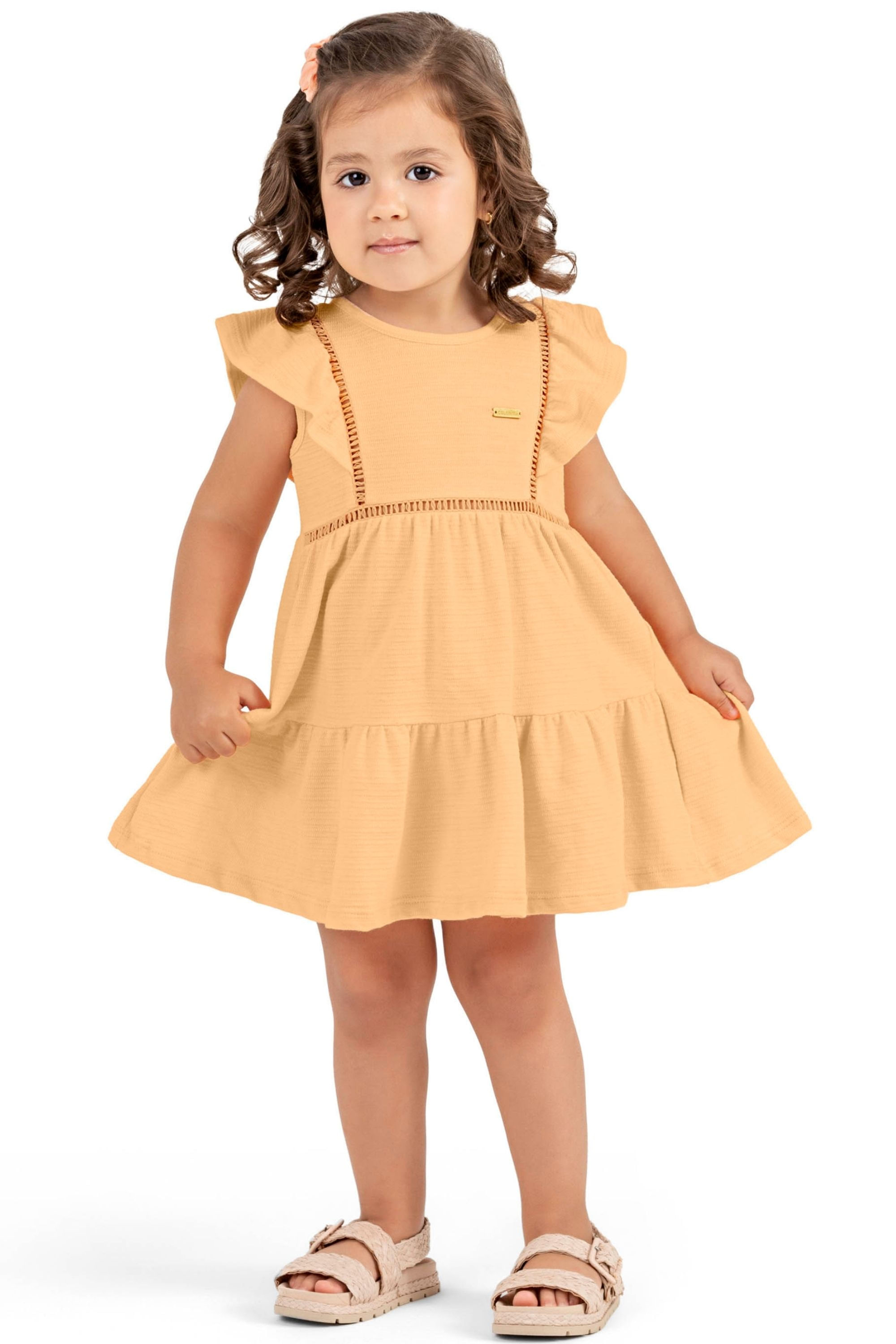 Vestido Infantil Menina Babados Colorittá Laranja