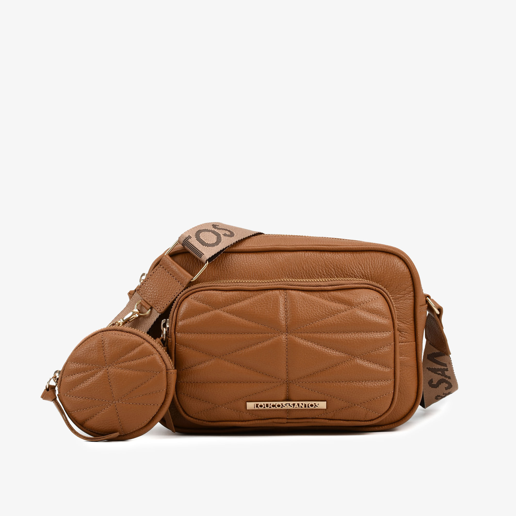 Bolsa Transversal Caramelo Castor Bag Charm Couro