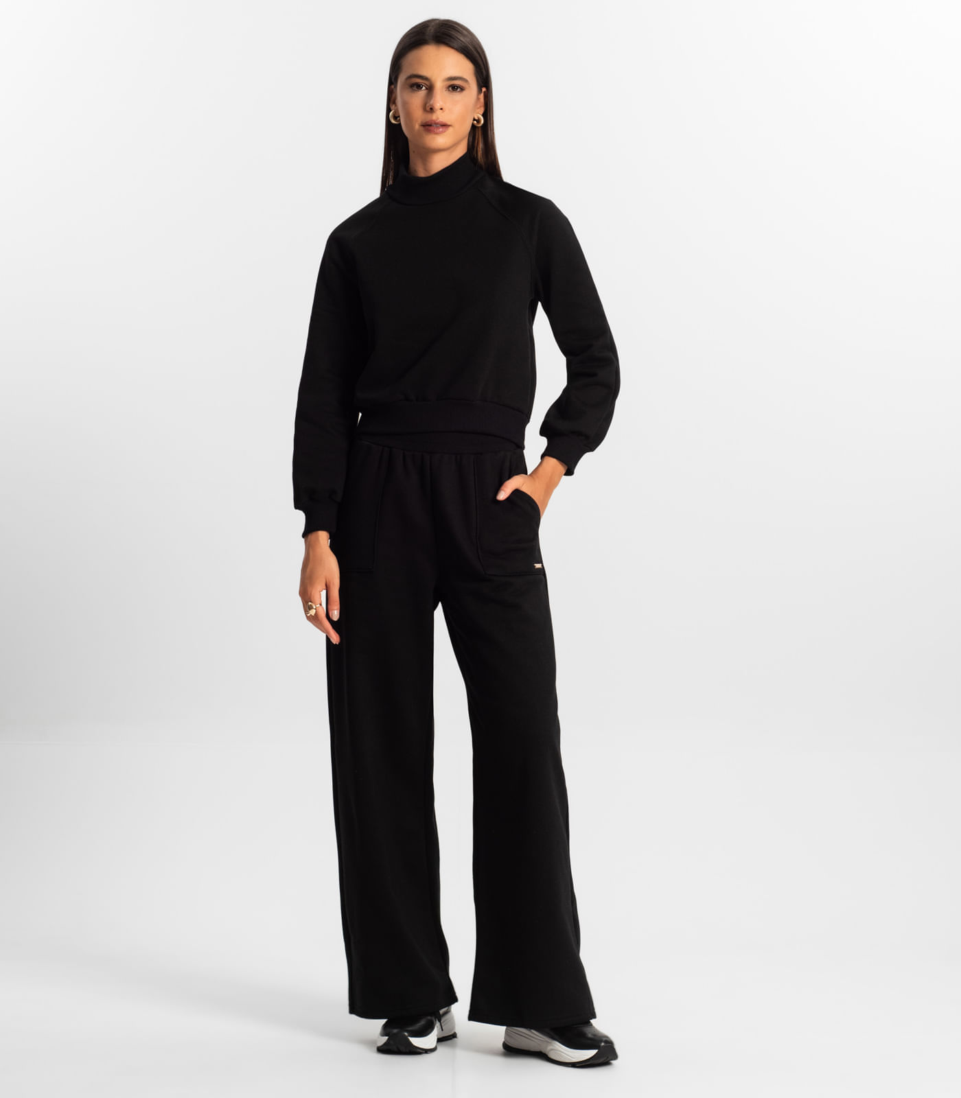Conjunto de blusão com calça Rovitex Preto