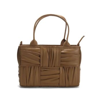 Bolsa Feminino Drapeada Entrelaçada De Couro Ana Mello