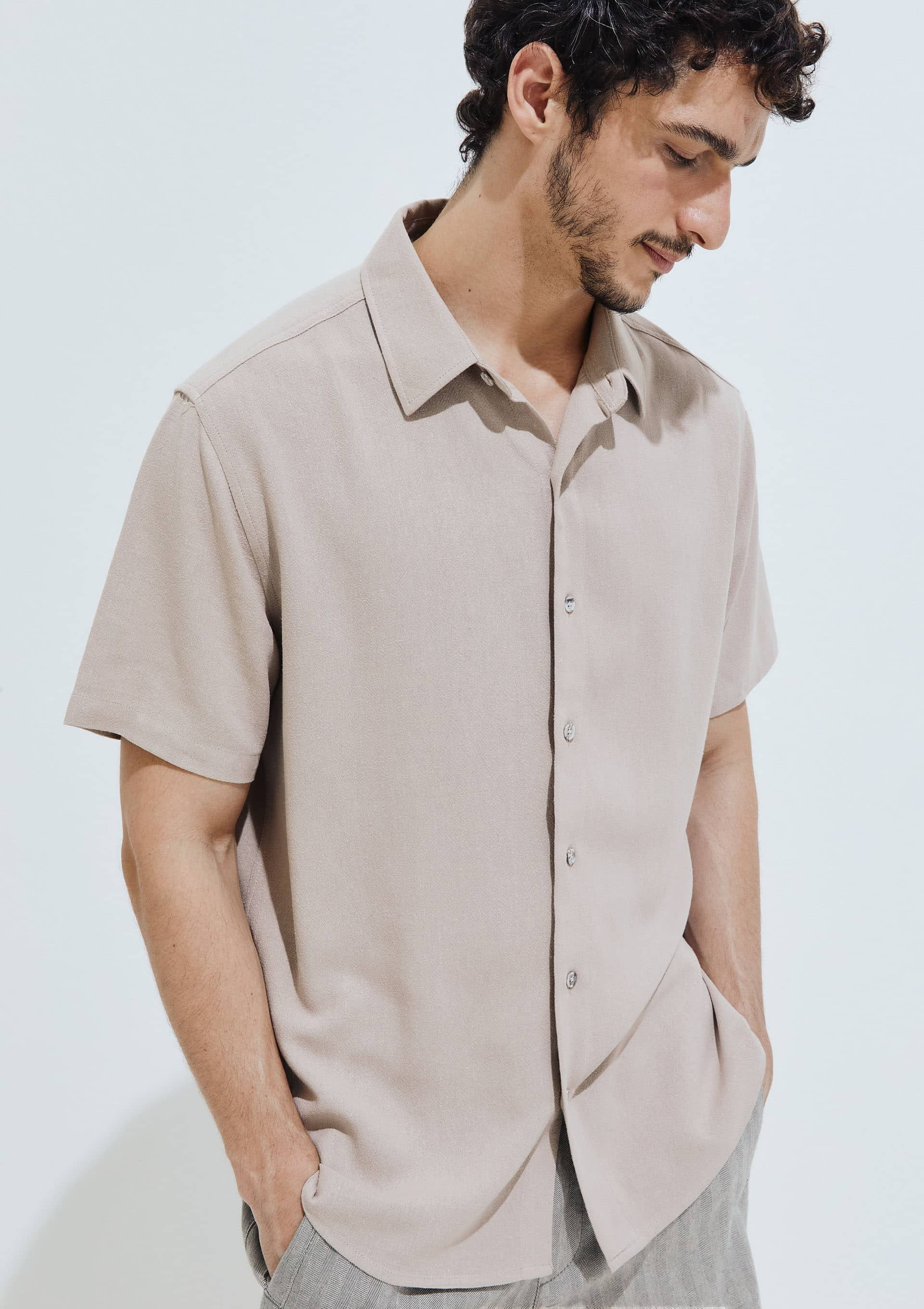 Camisa Masculina Manga Curta Regular