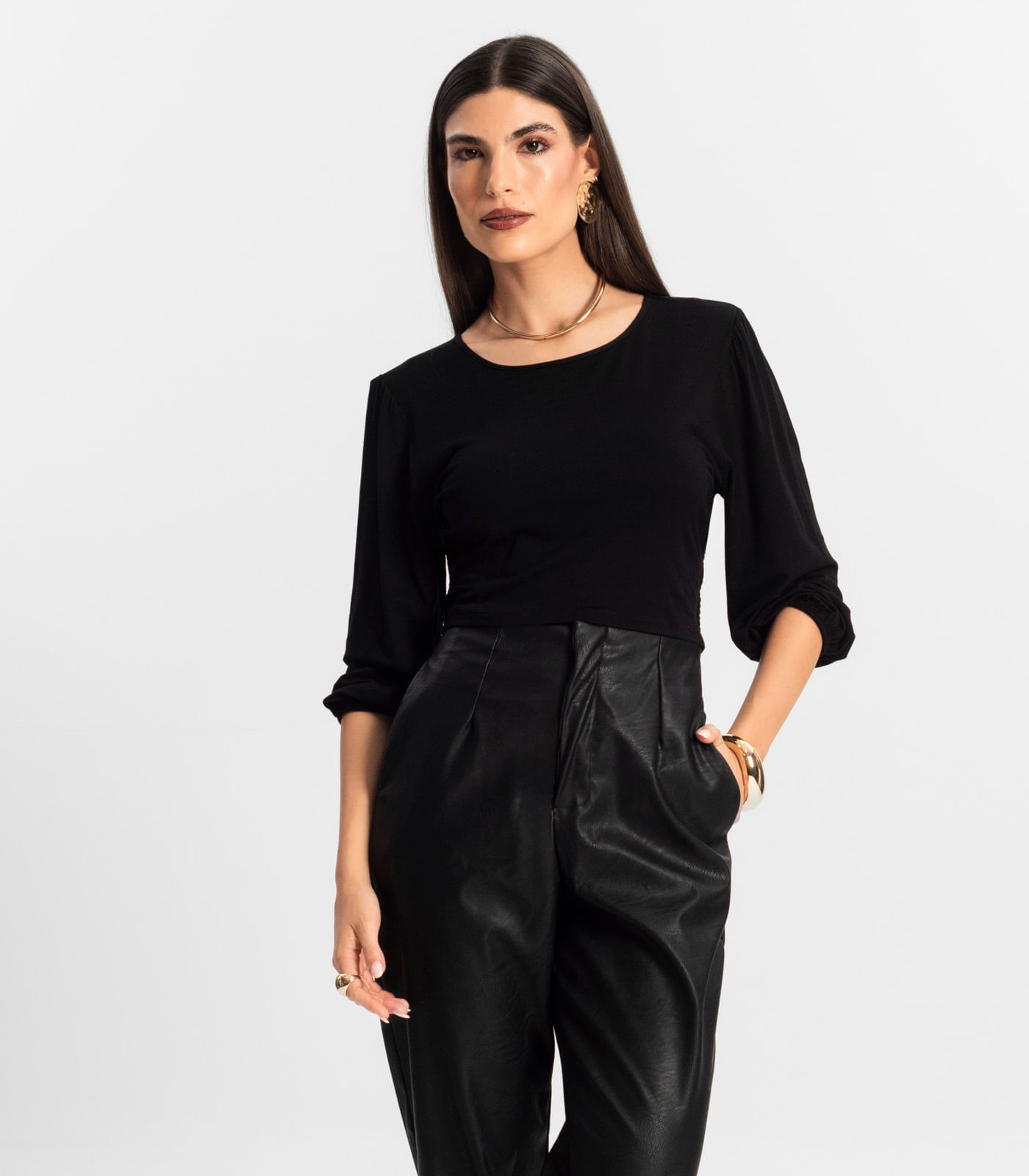 Blusa Feminina Manga 3/4 Endless Preto