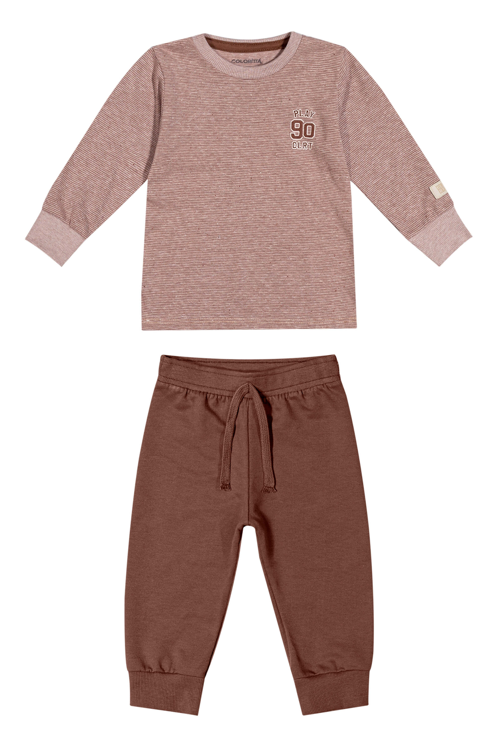 Conjunto Bebê Menino Listrado Colorittá Marrom