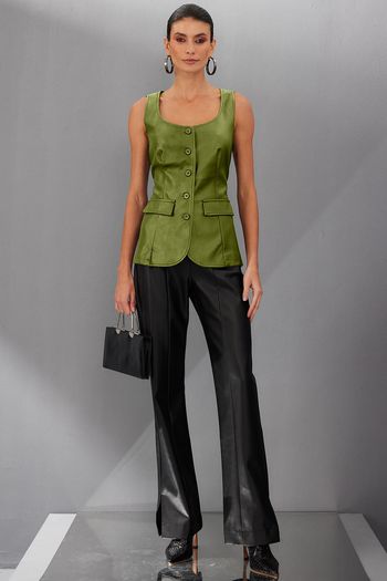 Colete Feminino em Pu Smk Verde PP / Verde