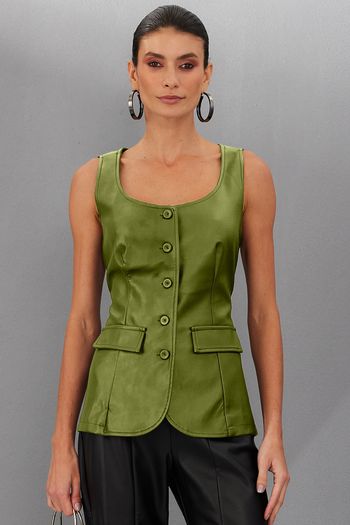 Colete Feminino em Pu Smk Verde PP / Verde