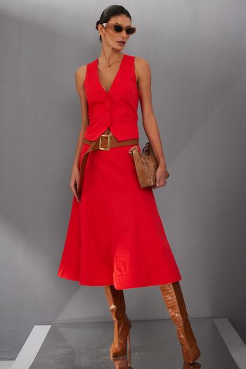 Colete Feminino Casual em Linho Smk Vermelho PP / Vermelho