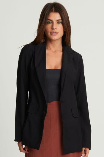 Blazer Feminino Acinturado Veneta Smk Preto PP / Preto