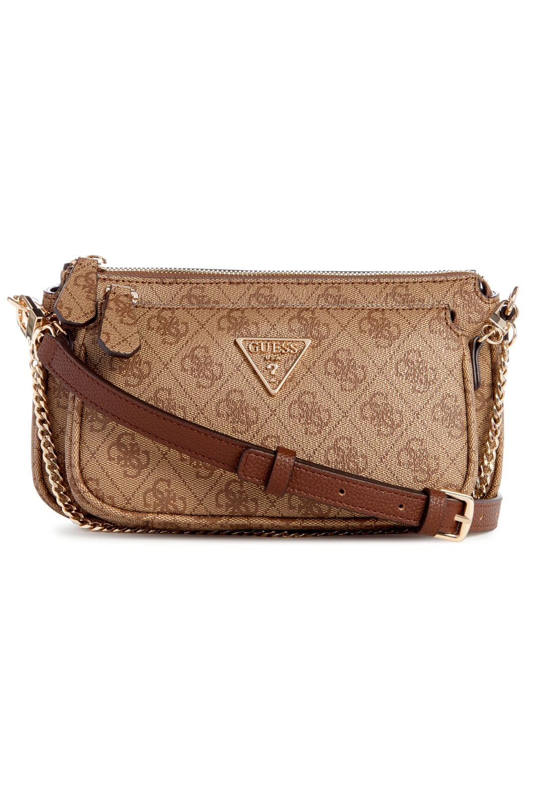 Bolsa Noelle Double Pouch Crossbody Guess Caramelo