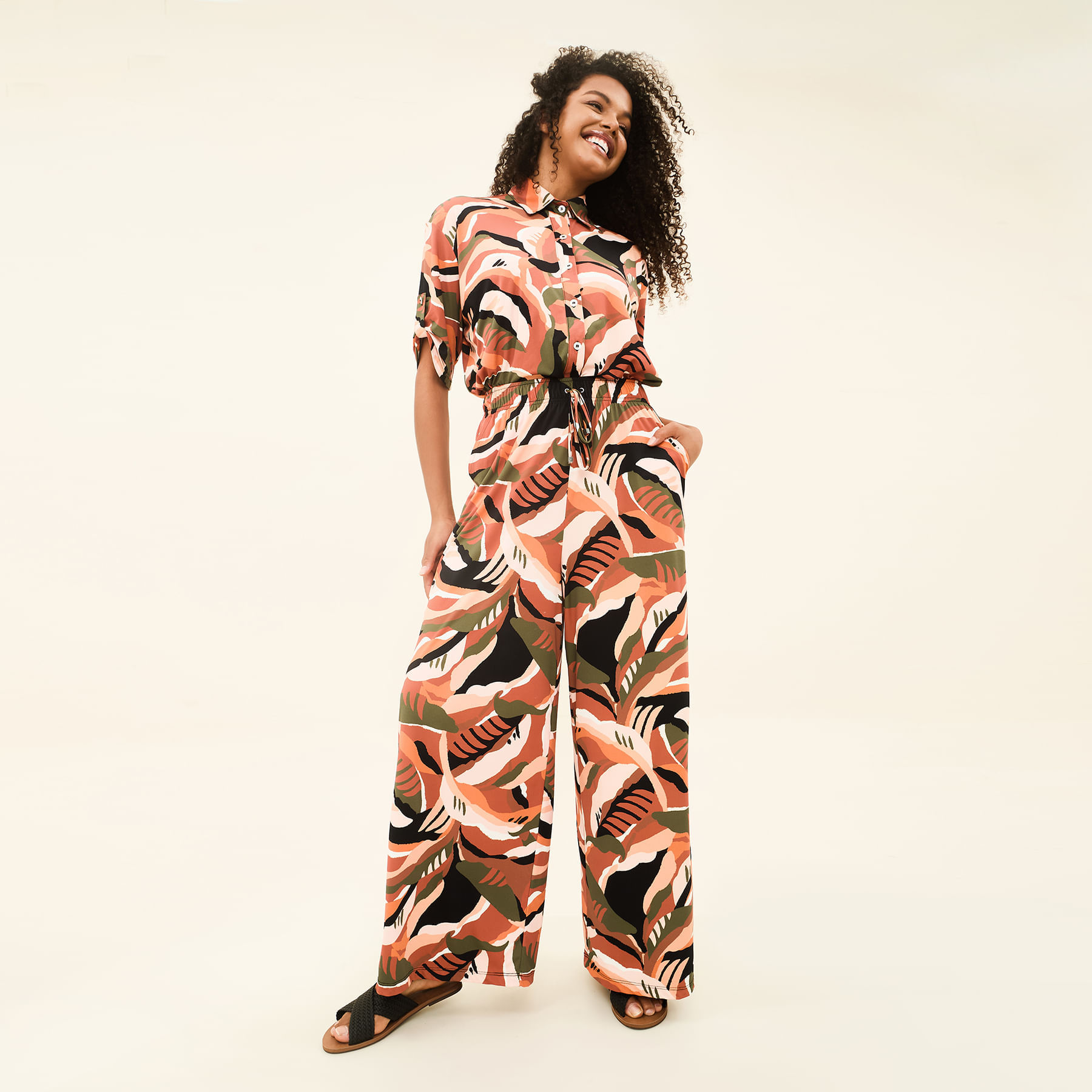 Calça Pantalona Uv Com Proteção Solar Estampa Mangará